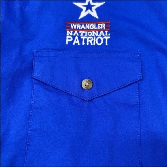 Wrangler National Patriot ACTRA Western Shirt Blue Men’s Large Tall Embroidered - Picture 2 of 8